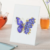 Signe De Table Papillon saphir à fleurs (In SItu)