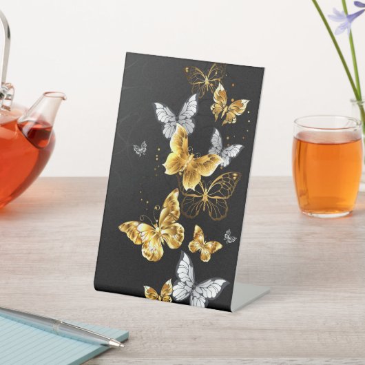 Signe De Table Papillons blancs et dorés (In SItu)