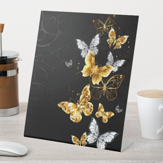 Signe De Table Papillons blancs et dorés (In SItu)