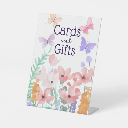 Signe De Table Papillons et fleurs Baby showers Tableau Cadeaux (Recto)