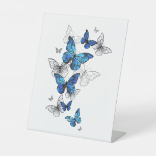 Signe De Table Papillons volants bleus Morpho