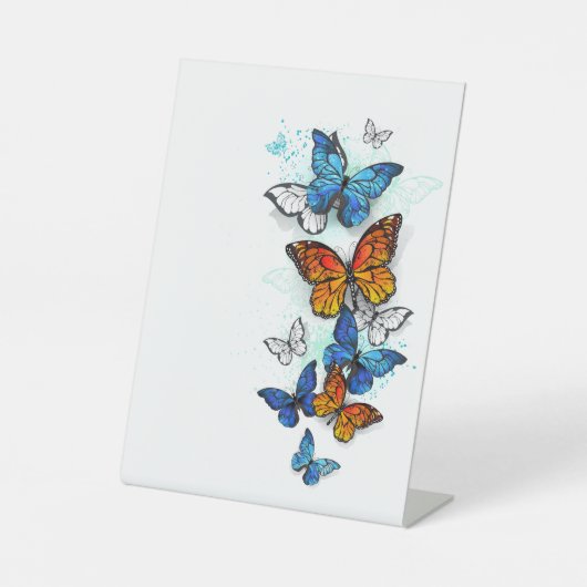 Signe De Table Papillons volants Morpho et Monarch (Recto)