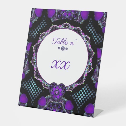 Signe De Table Parapluie violet & coeurs .7 (Recto)