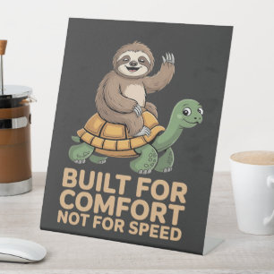 Signe De Table Paresseux drôle chevauchant une tortue