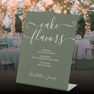 Signe De Table Parfums de gâteau à l'écriture cursive vert olive