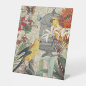 Signe De Table Parrot Jaune Tropical Antique Fleur (Recto)