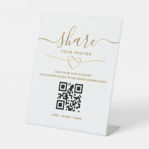 Signe De Table Partage de photos de mariage par code QR