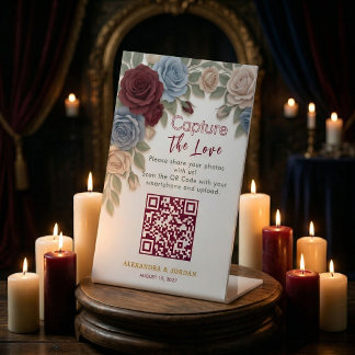 Signe De Table Partage élégant de photos de mariage avec code QR