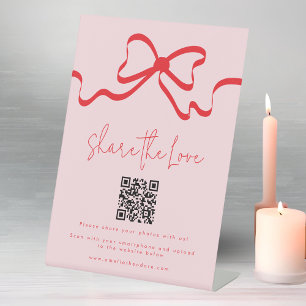 Signe De Table Partager le code QR de Love Red Bow Mariage Photo