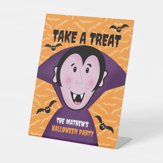 Signe De Table Parti d'Halloween Dracula Bat Vampire Cute (Recto)