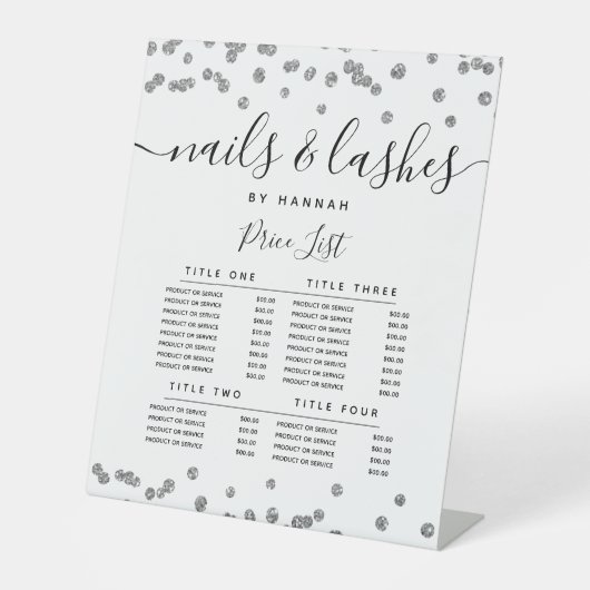 Signe De Table Parties scintillant Argent Confetti Salon Menu Pri (Recto)