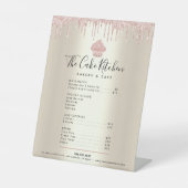 Signe De Table Parties scintillant Cupcake Rose Drivers Gold Menu (Recto)