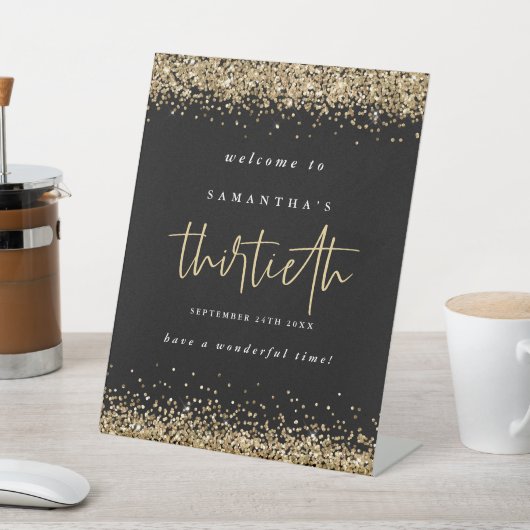 Signe De Table Parties scintillant d'or Bienvenue 30e anniversair (In SItu)