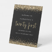 Signe De Table Parties scintillant d'or Bienvenue Vingt Première (Recto)