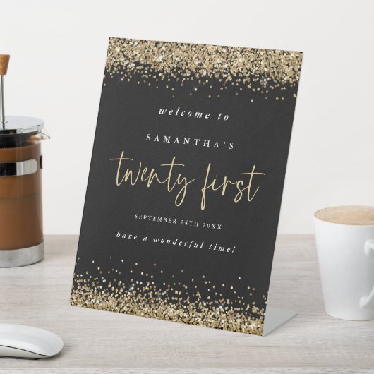 Signe De Table Parties scintillant d'or Bienvenue Vingt Première (In SItu)