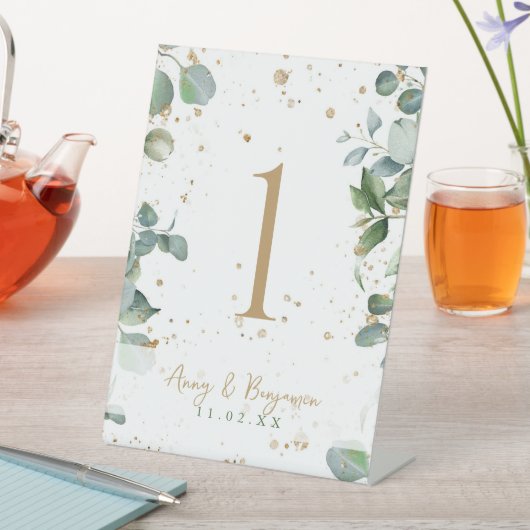 Signe De Table Parties scintillant d'or Eucalyptus - Mariage vert (In SItu)