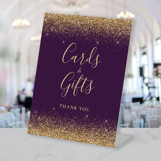 Signe De Table Parties scintillant d'or violet cartes de mariage 