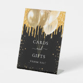 Signe De Table Parties scintillant en or noir cartes cadeaux (Recto)