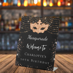 Signe De Table Parties scintillant en or noir mascarade fête d'an