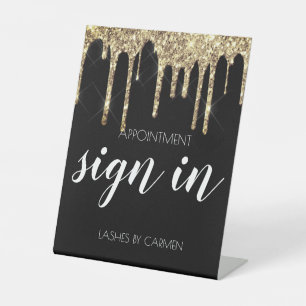 Signe De Table Parties scintillant en or noir - signature