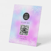 Signe De Table Parties scintillant holographique Pastel Girly (Recto)