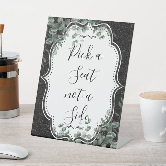 Signe De Table Parties scintillant noire et Eucalyptus floral Cho (In SItu)