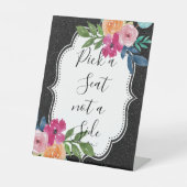 Signe De Table Parties scintillant noire et Floral Arc-en-ciel Ro (Recto)