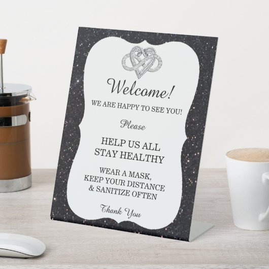 Signe De Table Parties scintillant noire Infinité Coeur Mariage s (In SItu)