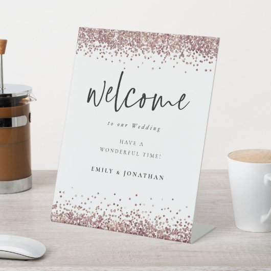 Signe De Table Parties scintillant or rose Blanc Bienvenue au Mar (In SItu)