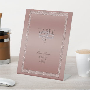 Signe De Table Parties scintillant or rose et anneaux Mariage arg