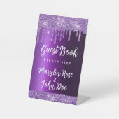 Signe De Table Parties scintillant PURPLE DRIP ÉLÉGANT MARIAGE (Recto)