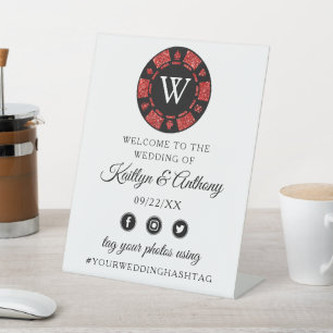 Signe De Table Parties scintillant rouge Monogram Poker Chip Casi
