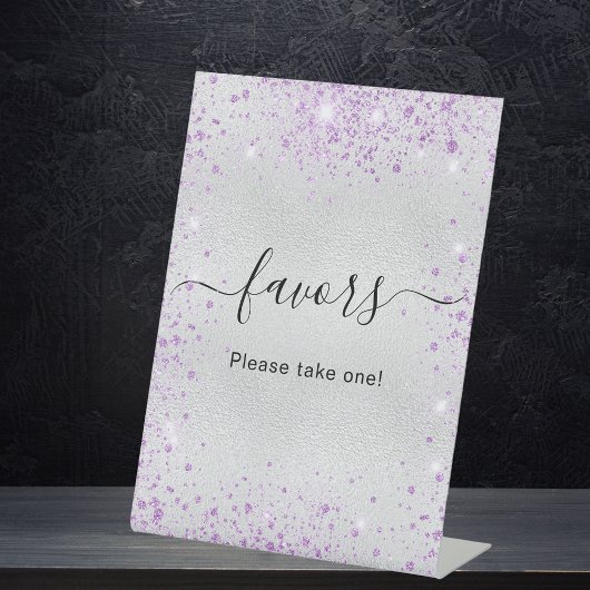 Signe De Table Parties scintillant violet argent favorise le sign
