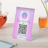 Signe De Table Parties scintillant violet QR Code personnalisé Lo (In SItu)