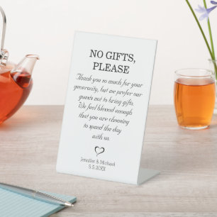 Signe De Table pas de cadeaux s'il vous plaît, mariage minimalist