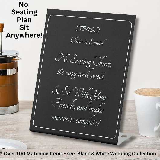 Signe De Table Pas de plan de table - Mariage Noir Blanc Infini