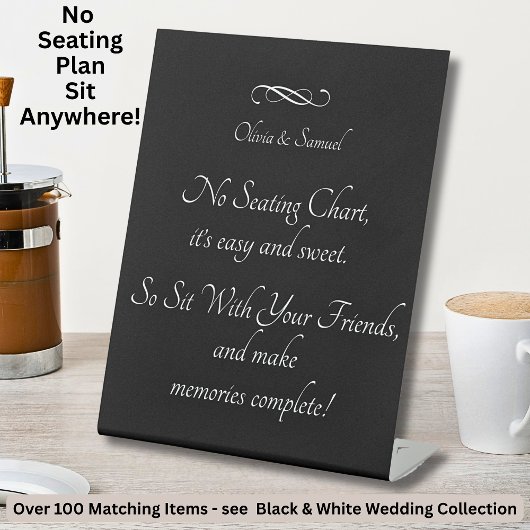 Signe De Table Pas de plan de table - Mariage Noir Blanc Infini