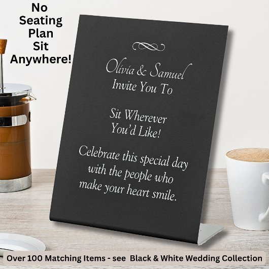 Signe De Table Pas de plan de table - Mariage Noir Blanc Infini