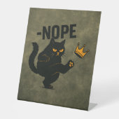 Signe De Table Pas De Rois En Amérique Chat Noir Drôle Kicking Cr (Recto)