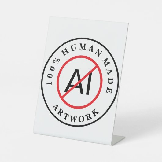 Signe De Table Pas d'IA, artwork 100% fait par un humain (Recto)