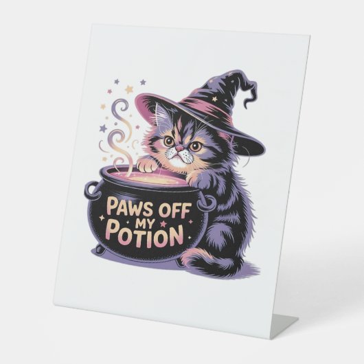 Signe De Table Passe De Ma Potion, Kawaii Halloween Witch Cat Cla (Recto)