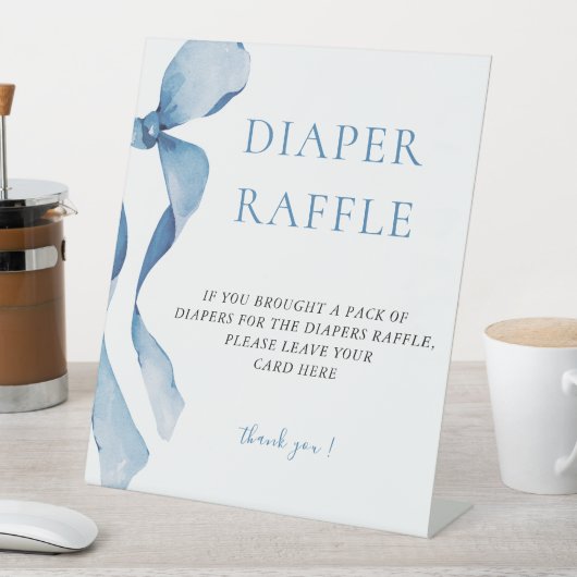 Signe De Table Pastel Blue Bow Baby shower Déchets Raffle (In SItu)