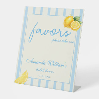 Signe De Table Pastel Blue Lemon Stripes Bridal Shower Favors