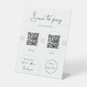 Signe De Table Pastel brown 2 QR codes balayage féminin à payer