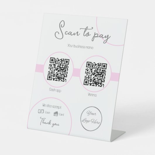 Signe De Table Pastel brown 2 QR codes balayage féminin à payer (Recto)