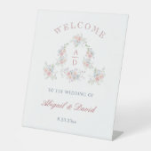 Signe De Table Pastel Peonies Frame Wedding Monograms Welcome (Recto)