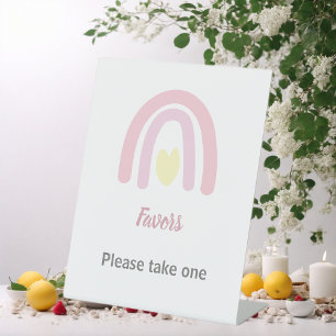 Signe De Table Pastel Pink Rainbow Girl Baby shower livre d'invit