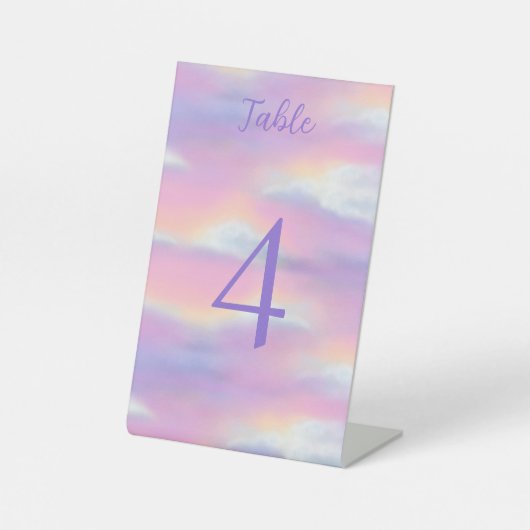 Signe De Table Pastel Rainbow Sky Baby shower Numéro de table (Recto)
