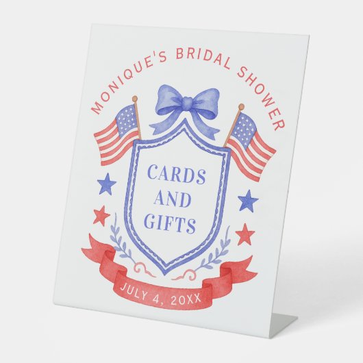 Signe De Table Patriotic Red White & I Do Monogram Bridal Shower (Recto)