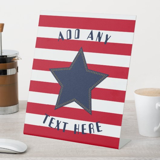 Signe De Table Patriotique Denim Look Star Stripes Personnaliser (In SItu)